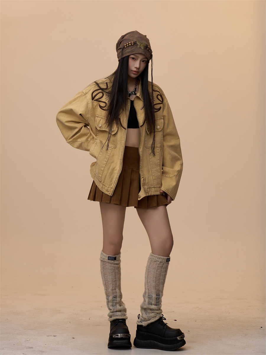 Western Embroidered Heavy Denim Coat