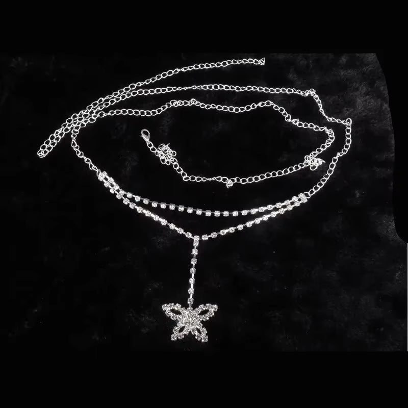 Retro Chain Belts for Women Waistbands Multilayer Long Tassel for Dress Waist Chain Belts Rhinestone Crystal Belly Chain