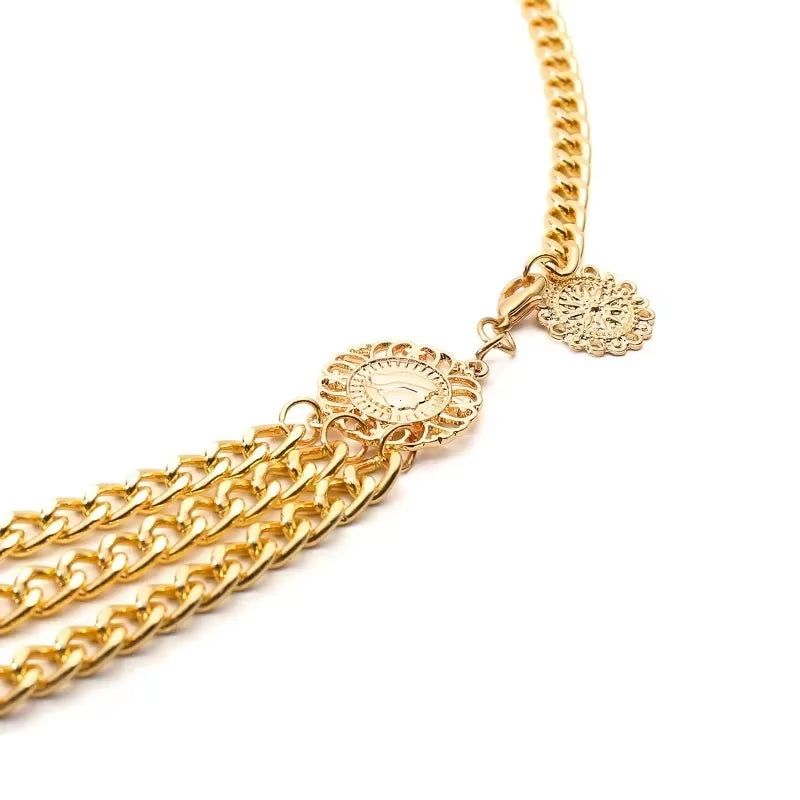 Retro Chain Belts for Women Waistbands Multilayer Long Tassel for Dress Waist Chain Belts Rhinestone Crystal Belly Chain