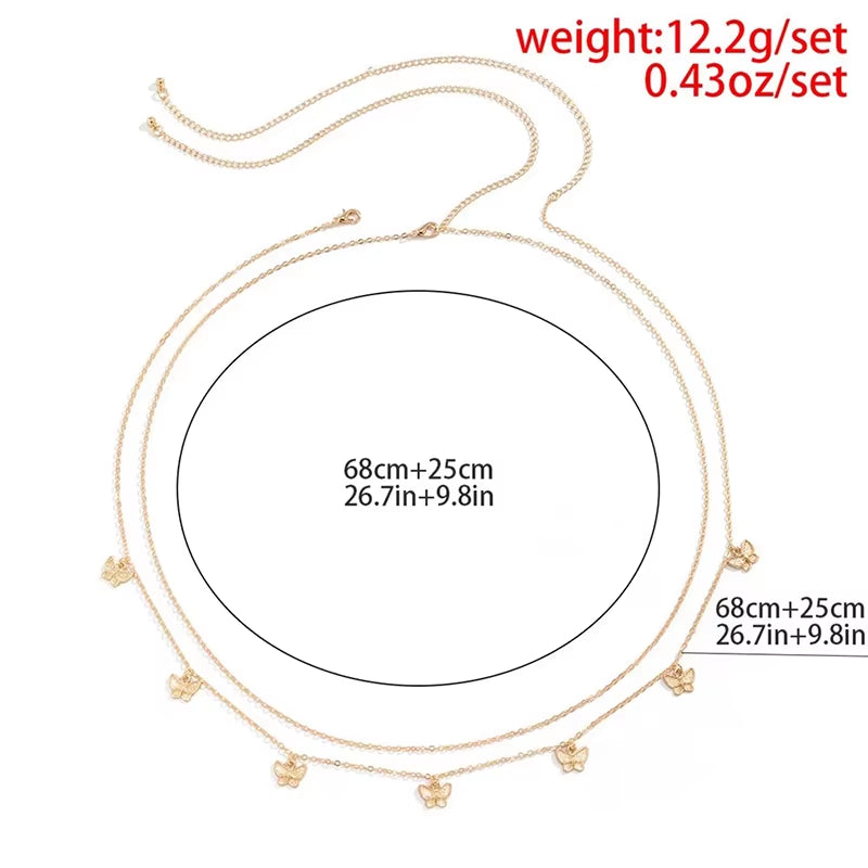 Sexy Double Thin Chain Women'S Waist Chain Charming Butterfly Stainless Steel Belly Chain Summer Beach Bikini Body Jewelry